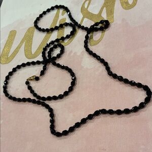 Elegant Black Beveled Reflective Beaded Necklace